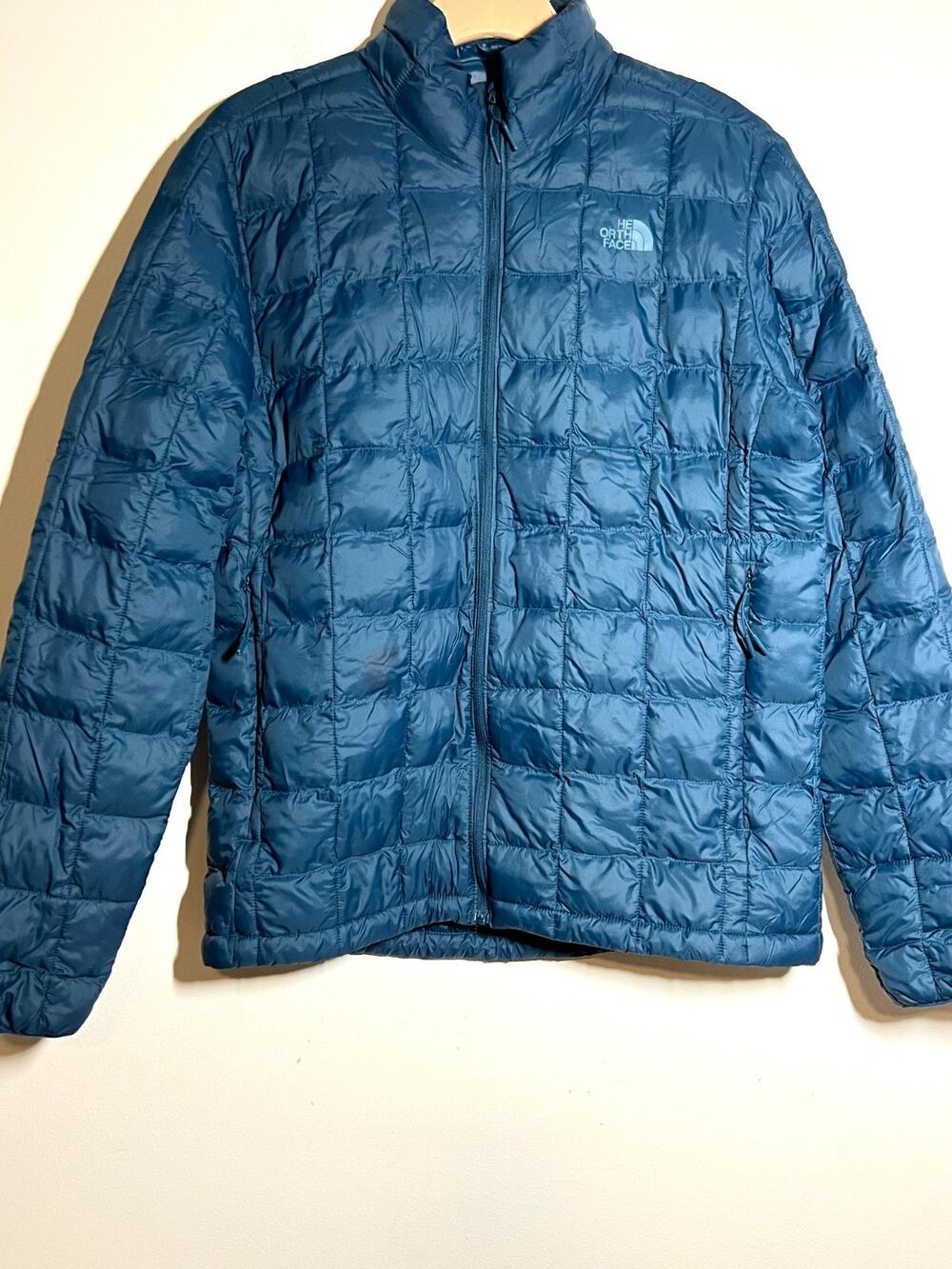 The North Face Men EUC Teal Blue Thermoball Eco Zip Quilted Puffer Jacket Size M